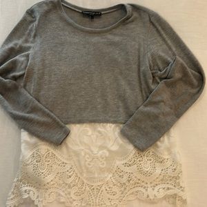 Generation Love Grey Eyelet Hem Sweater
